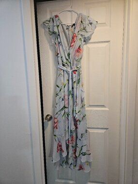 White House Black Market Light Blue Dress with Flowers